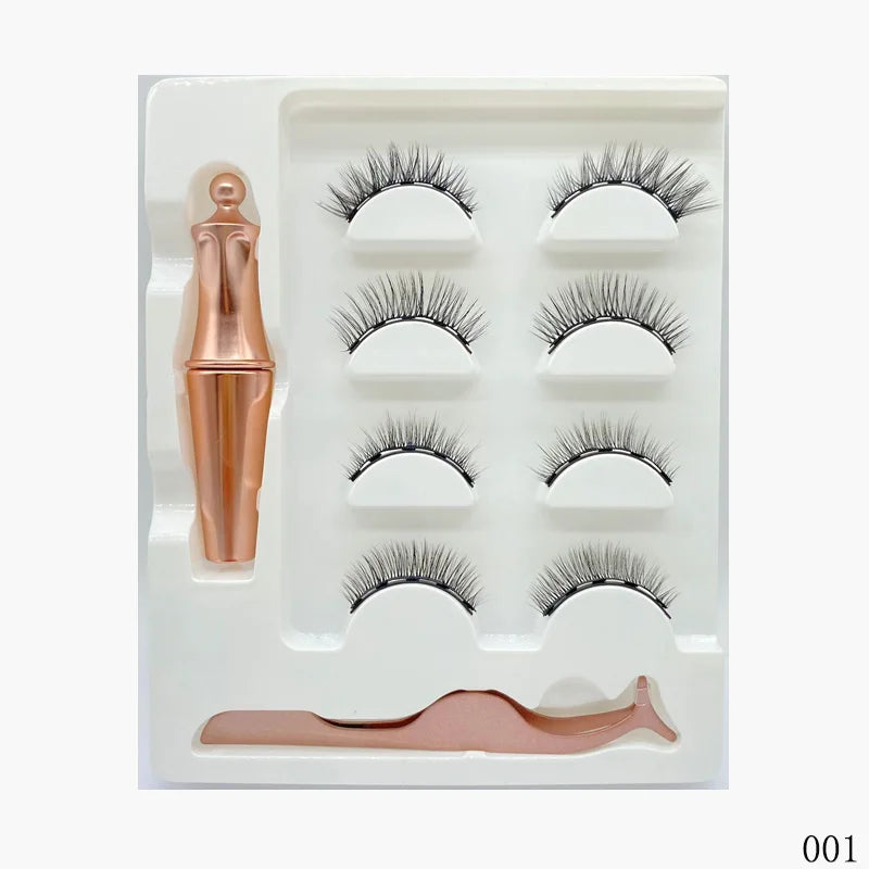 4 Pairs Magnetic Lashes Maquiagem False Eyelashes Set Waterproof Liquid Short Natural Lasting Handmade Eyelash Make up Tools