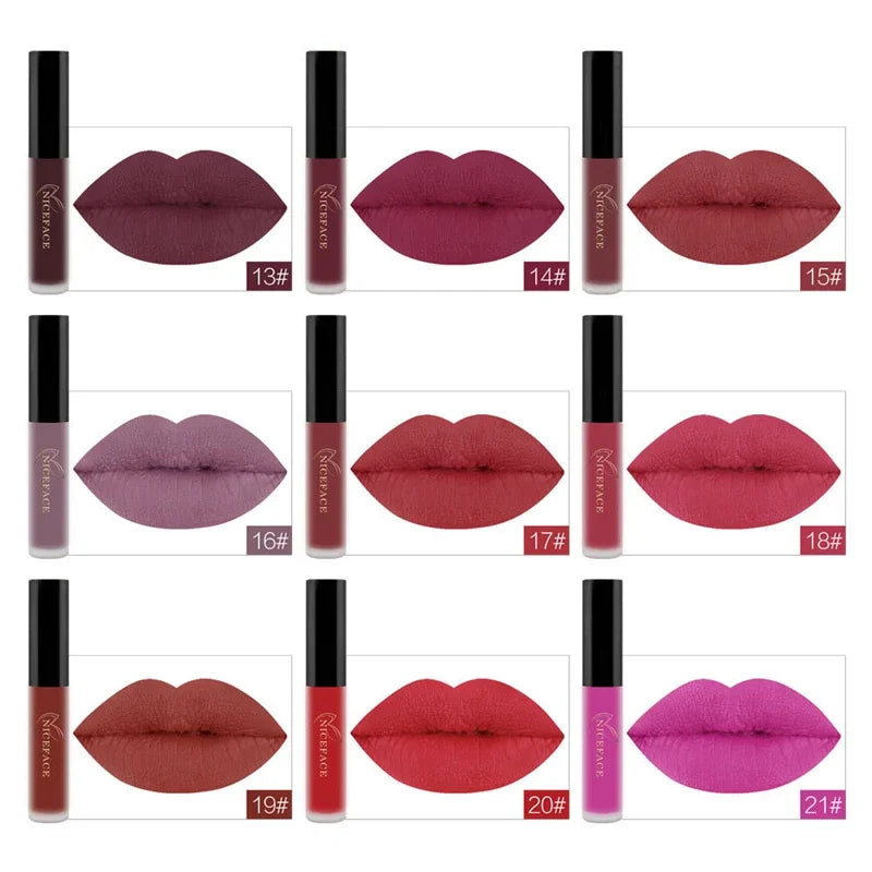 Waterproof Matte Liquid Lipstick Makeup Red Lip Long Lasting Gloss Mate Black Lip Stick Easy to Wear Lipsticks for Women Girls