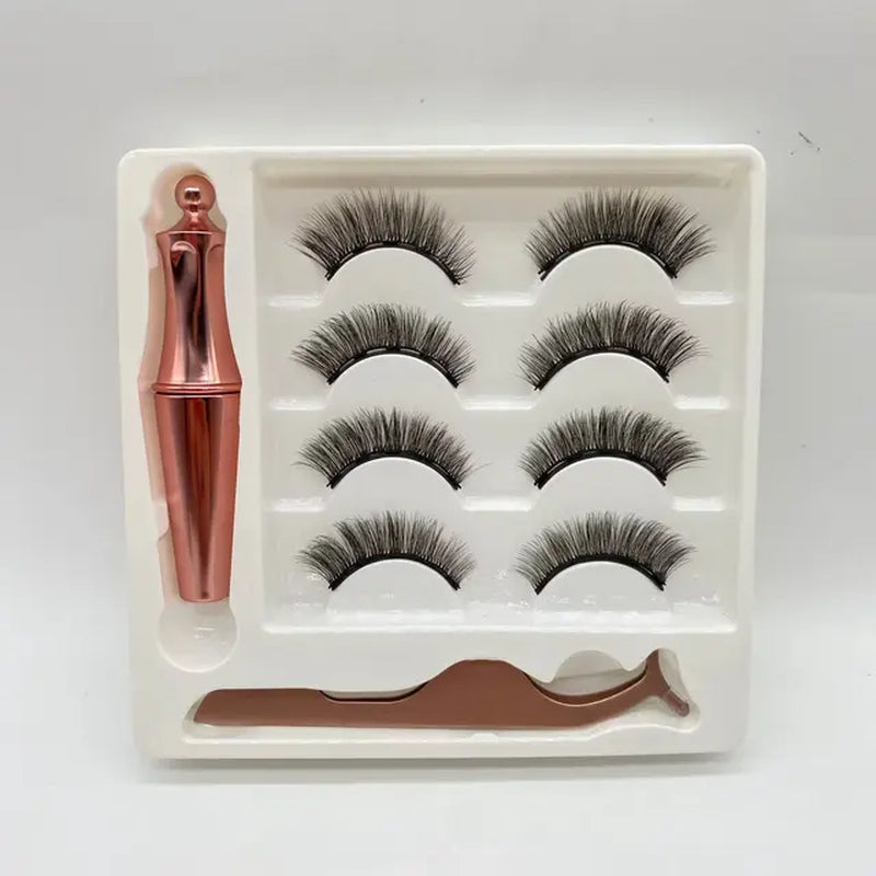 4 Pairs Magnetic Lashes Maquiagem False Eyelashes Set Waterproof Liquid Short Natural Lasting Handmade Eyelash Make up Tools