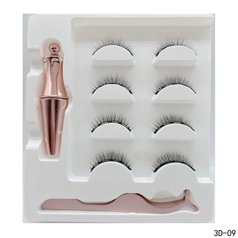 4 Pairs Magnetic Lashes Maquiagem False Eyelashes Set Waterproof Liquid Short Natural Lasting Handmade Eyelash Make up Tools