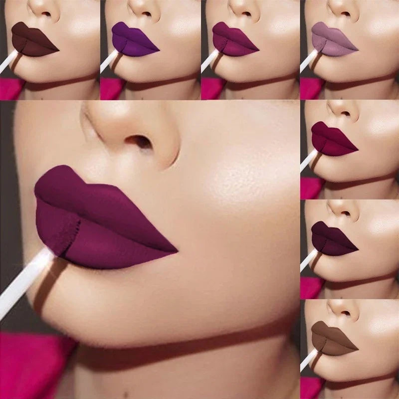 Waterproof Matte Liquid Lipstick Makeup Red Lip Long Lasting Gloss Mate Black Lip Stick Easy to Wear Lipsticks for Women Girls