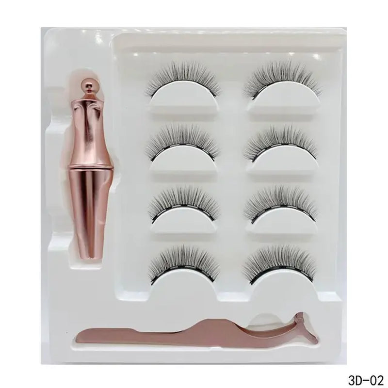 4 Pairs Magnetic Lashes Maquiagem False Eyelashes Set Waterproof Liquid Short Natural Lasting Handmade Eyelash Make up Tools