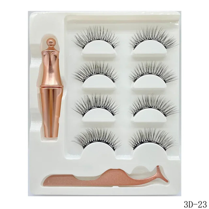 4 Pairs Magnetic Lashes Maquiagem False Eyelashes Set Waterproof Liquid Short Natural Lasting Handmade Eyelash Make up Tools