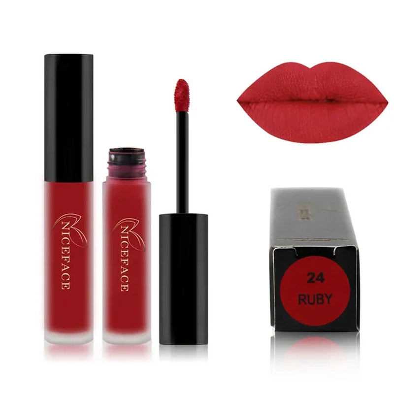 Waterproof Matte Liquid Lipstick Makeup Red Lip Long Lasting Gloss Mate Black Lip Stick Easy to Wear Lipsticks for Women Girls