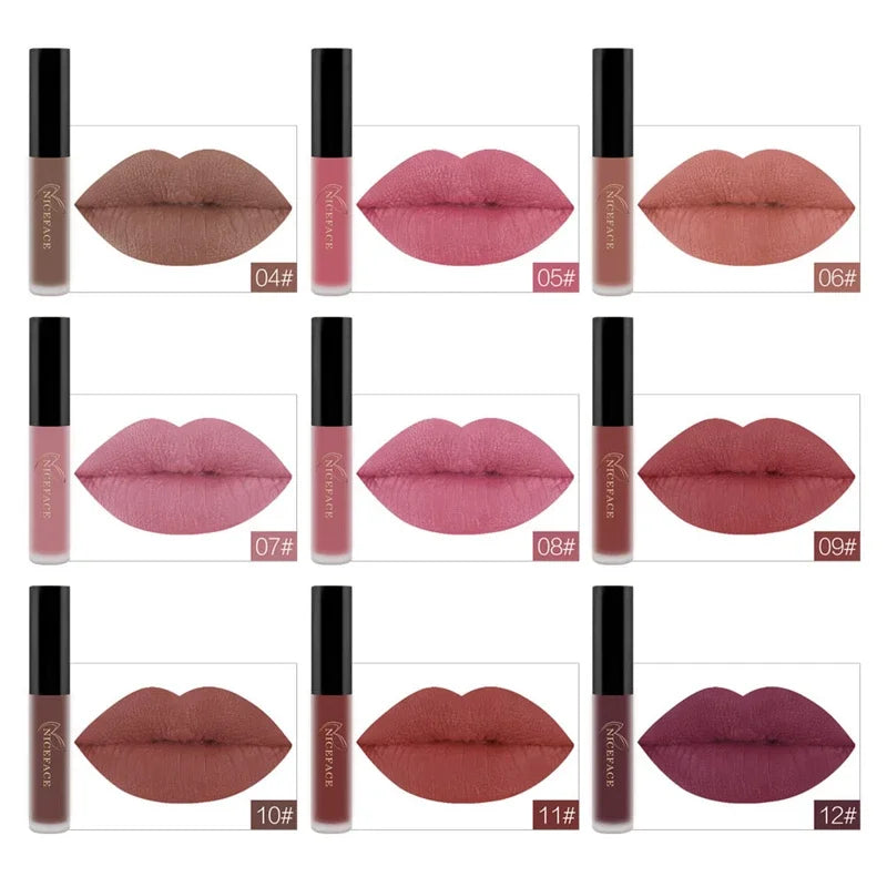 Waterproof Matte Liquid Lipstick Makeup Red Lip Long Lasting Gloss Mate Black Lip Stick Easy to Wear Lipsticks for Women Girls