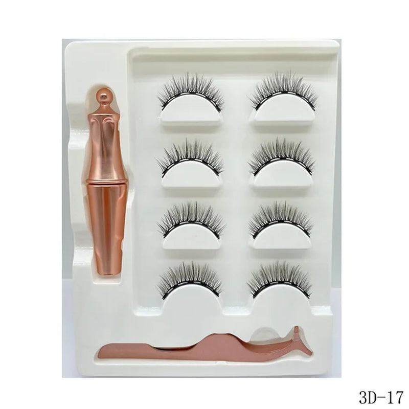 4 Pairs Magnetic Lashes Maquiagem False Eyelashes Set Waterproof Liquid Short Natural Lasting Handmade Eyelash Make up Tools